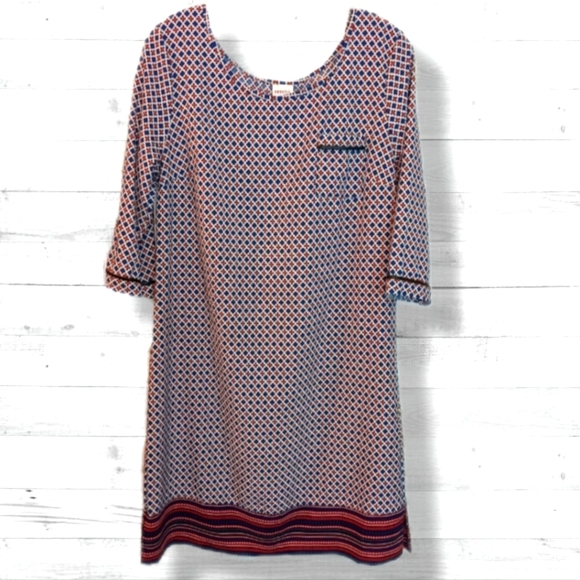 Merona Dresses & Skirts - 3/$15 Merona Shift Dress Straight Fit 3/4 Sleeves Relaxed Fit Geo Print
